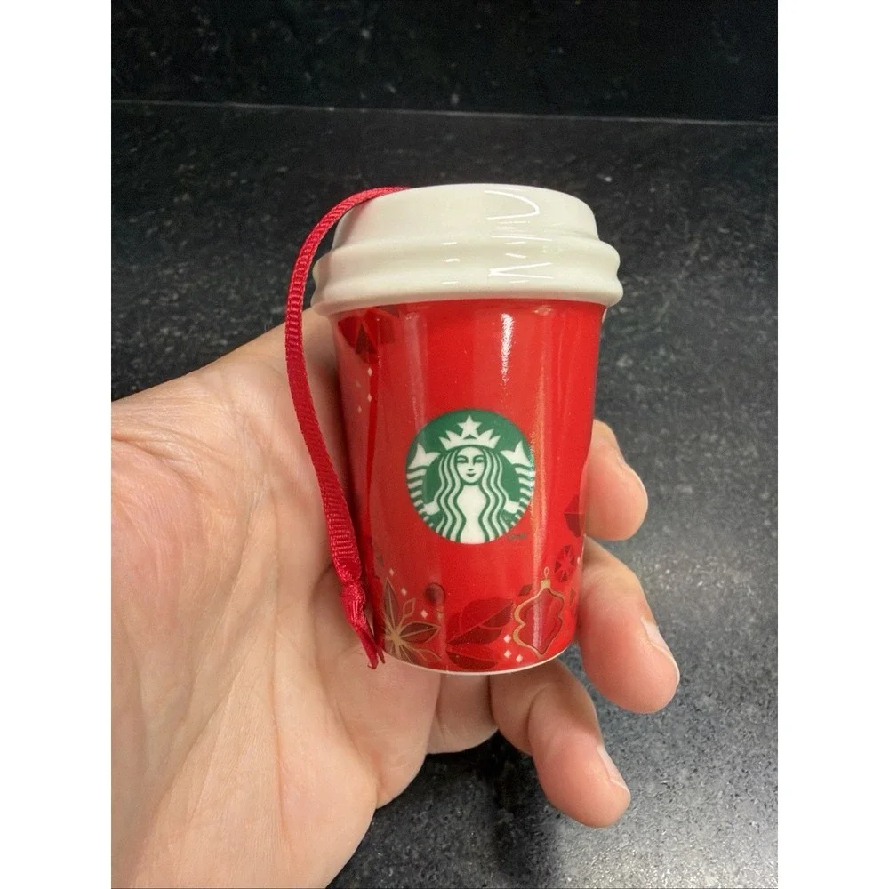 Starbucks 2013‎ Red Coffee Cup Holiday Christmas Tree Mini Ornament Collectible